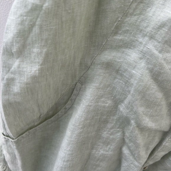 Women's large light green Sigrid Olsen 100:/: linen tunic button down shirt - Picture 5 of 13